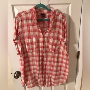 Gingham print Button up short sleeve shirt
